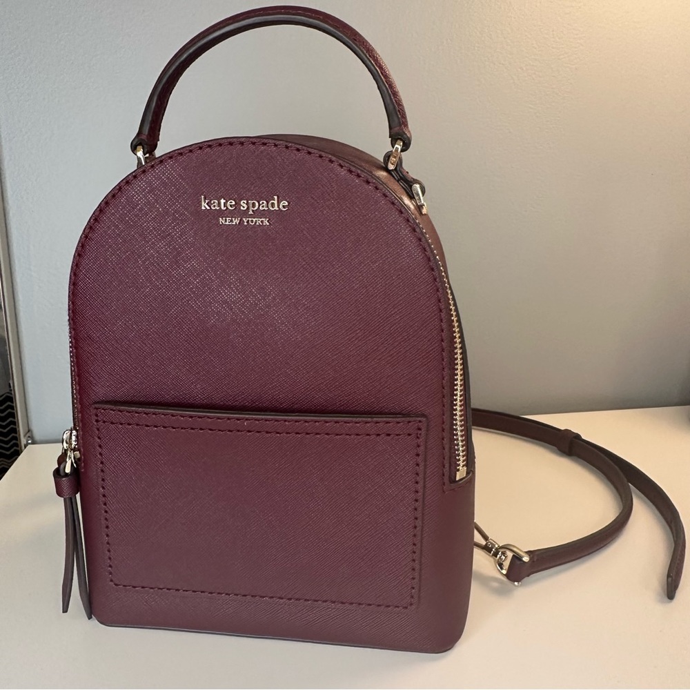 Kate Spade Cameron Mini Convertible Leather Backpack Cherrywood
